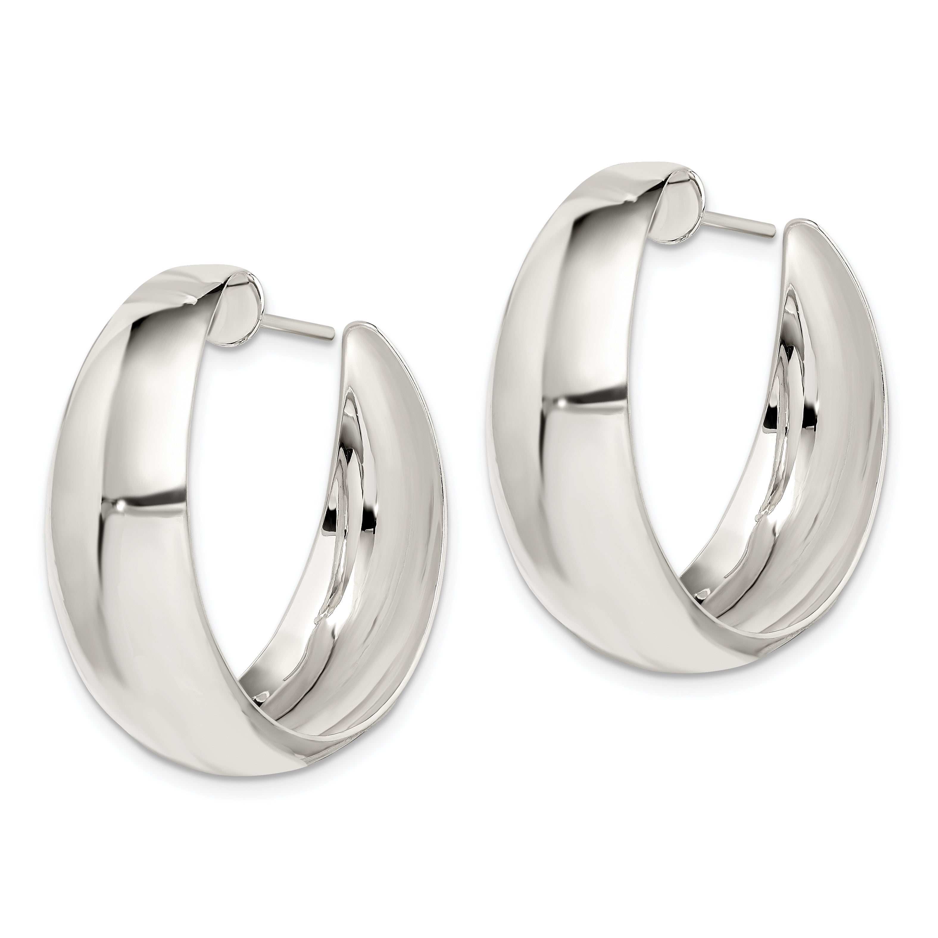 Sterling Silver Fancy J-Hoop Post Earrings Secondary image