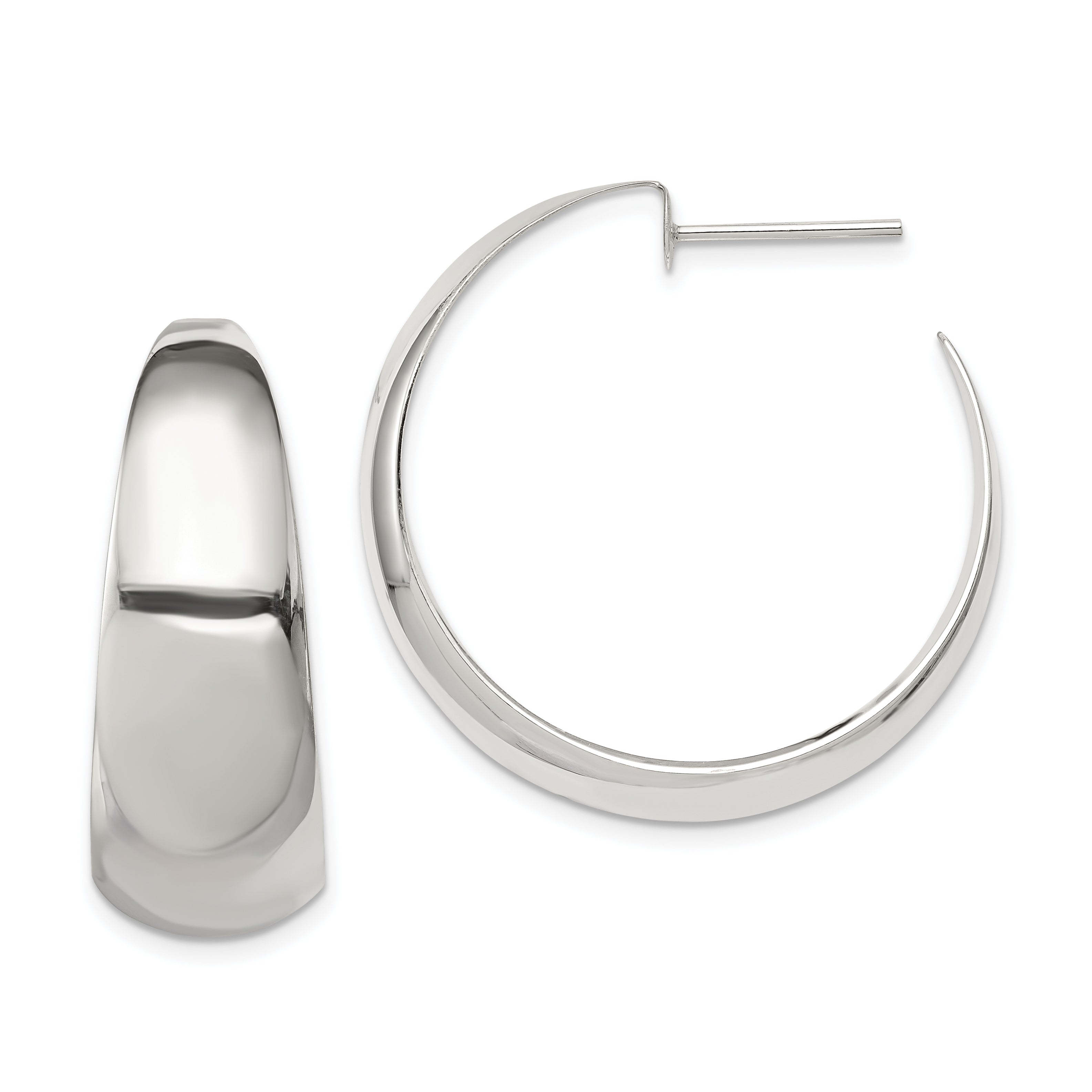 Sterling Silver Fancy J-Hoop Post Earrings Main image