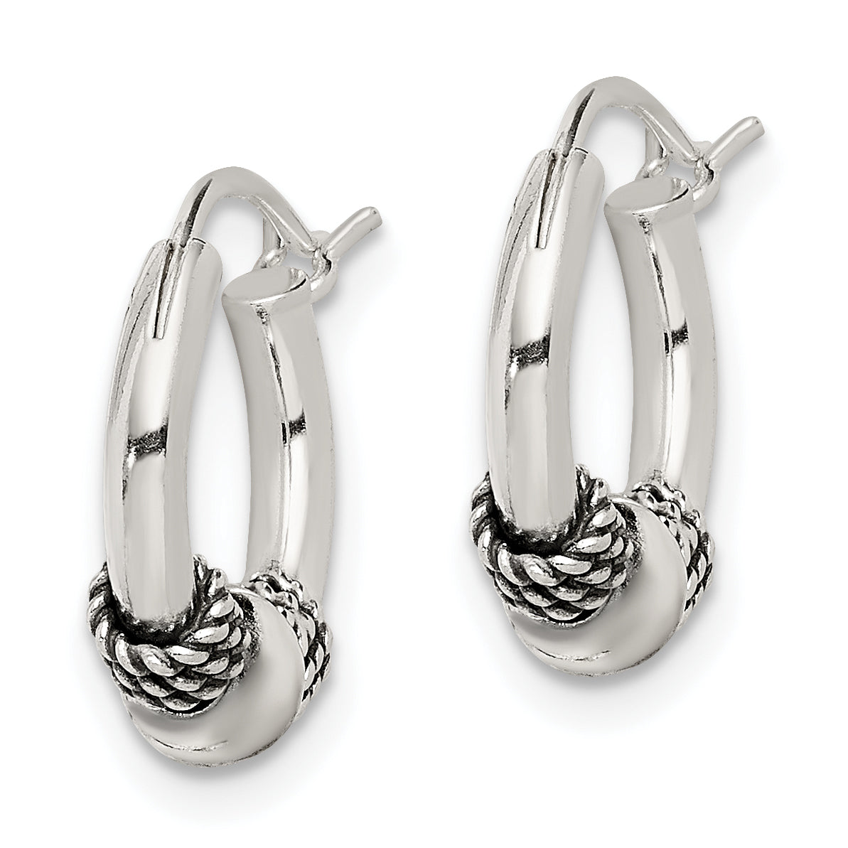 Sterling Silver Antiqued Hoop Earrings Secondary image