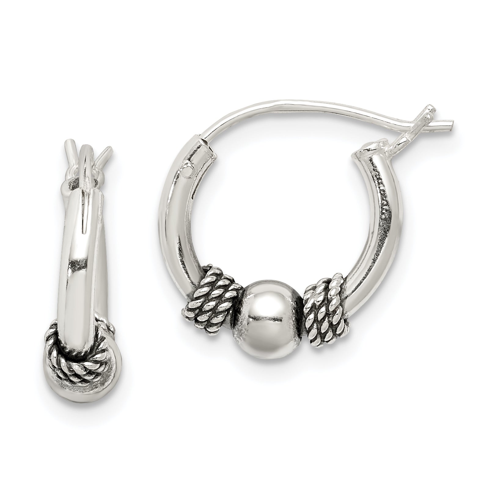 Sterling Silver Antiqued Hoop Earrings Main image