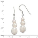 Sterling Silver Polished White 6-10mm Freshwater Cultured Pearl Dangle Earrings