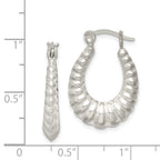 Sterling Silver Polished Shrimp Oval Hoop Earrings