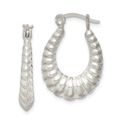 Sterling Silver Polished Shrimp Oval Hoop Earrings