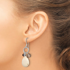 Sterling Silver Polished Crazy Lace Agate, Tiger's Eye, Smoky & Clear Quartz Dangle Earrings