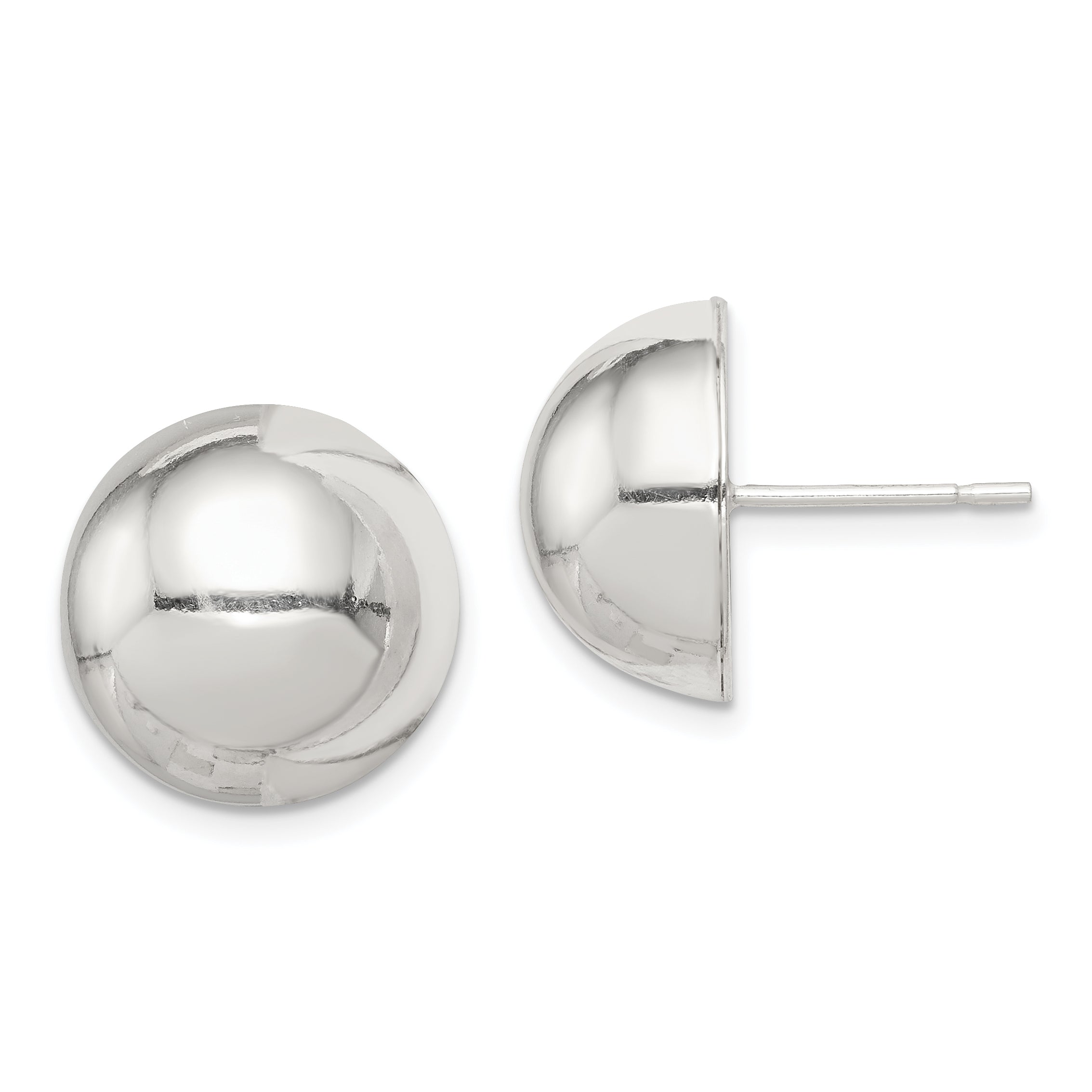Sterling Silver Polished 14mm Button Earrings Main image