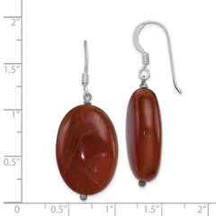 Sterling Silver Polished Brown Carnelian Oval Dangle Earrings