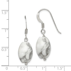 Sterling Silver Polished Oval Howlite Dangle Earrings
