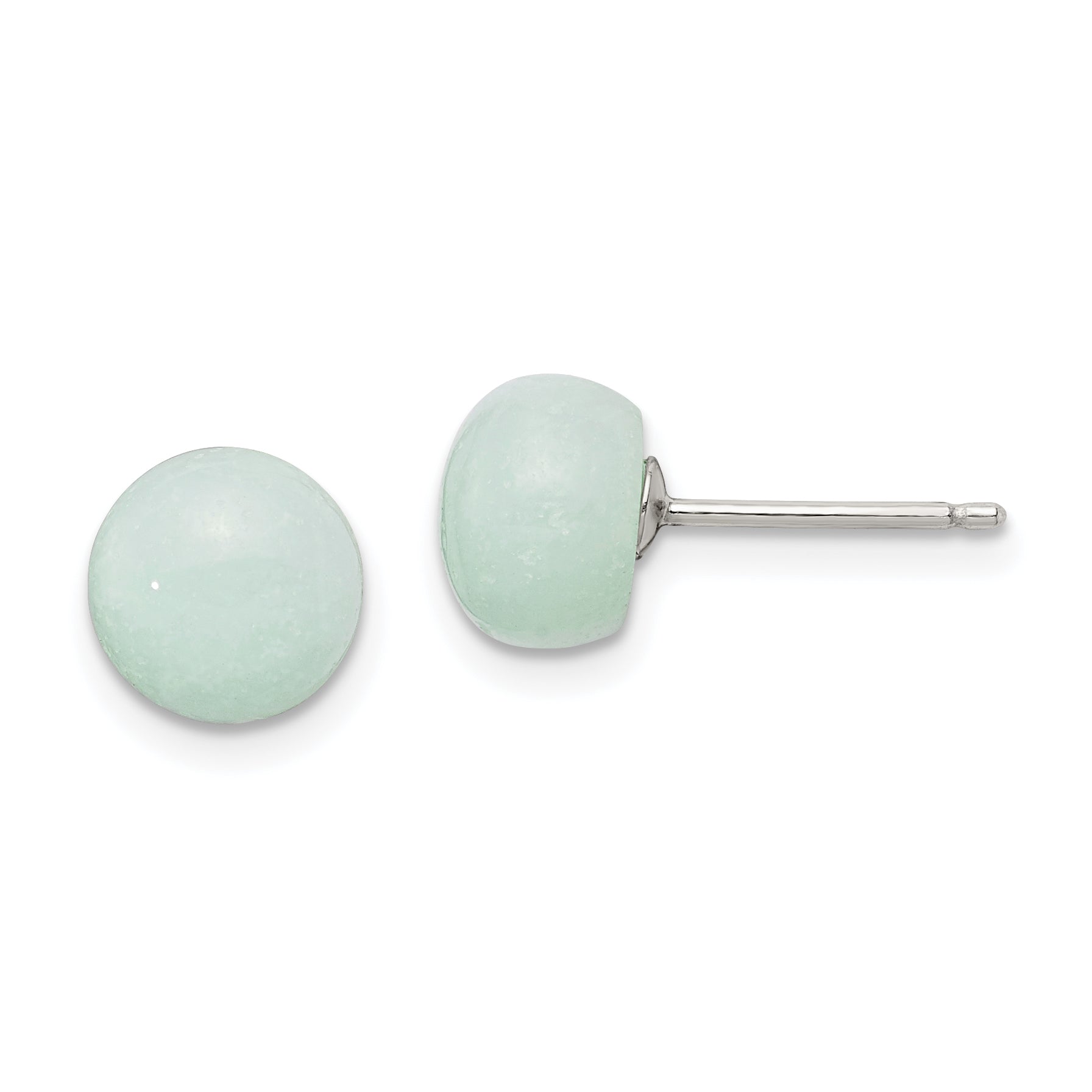 Sterling Silver Rhod-pltd 8-8.5mm Button Amazonite Post Earrings Main image