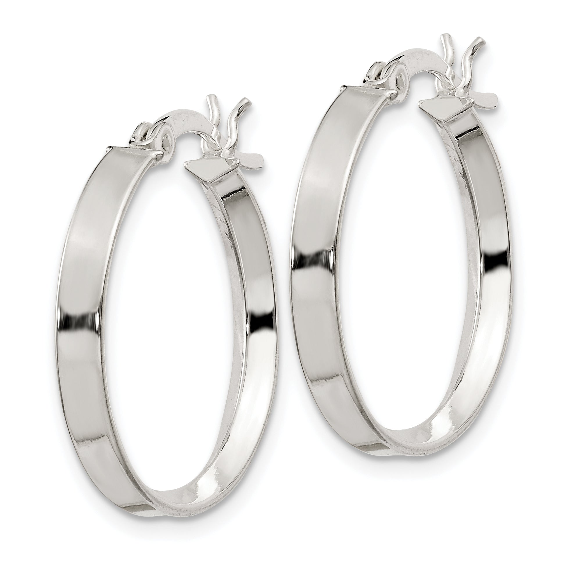 Sterling Silver 2.75x20mm Hoop Earrings Secondary image