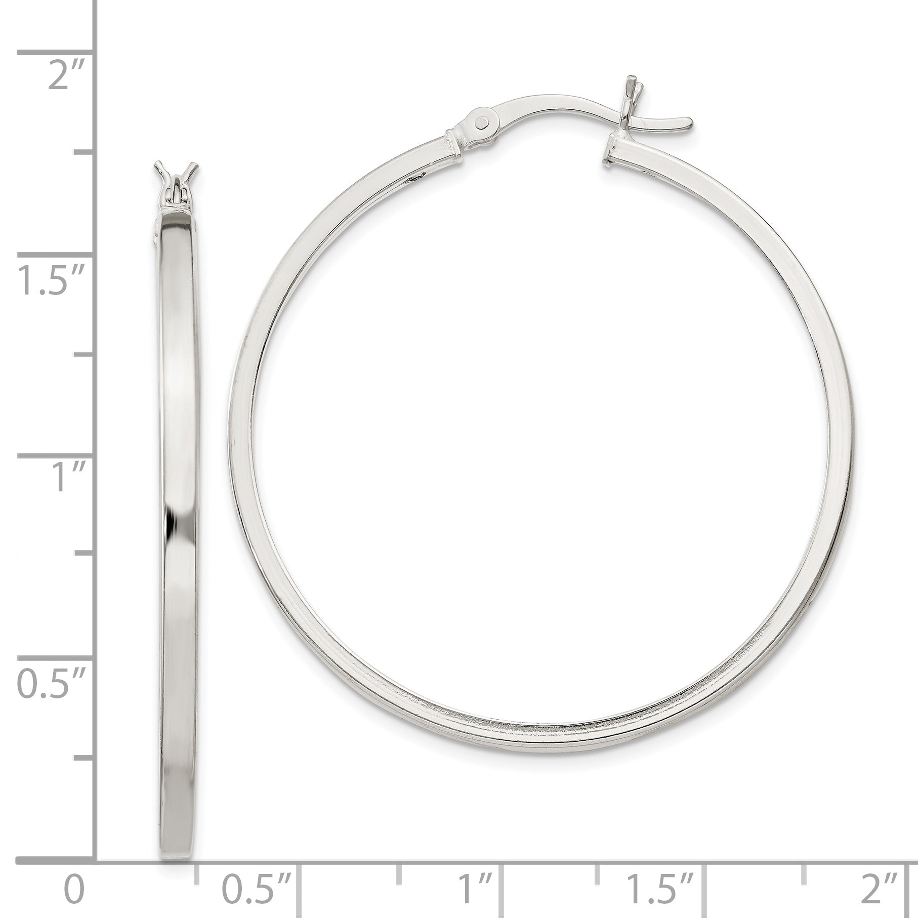 Sterling Silver 2.5x40mm Polished Hoop Earrings