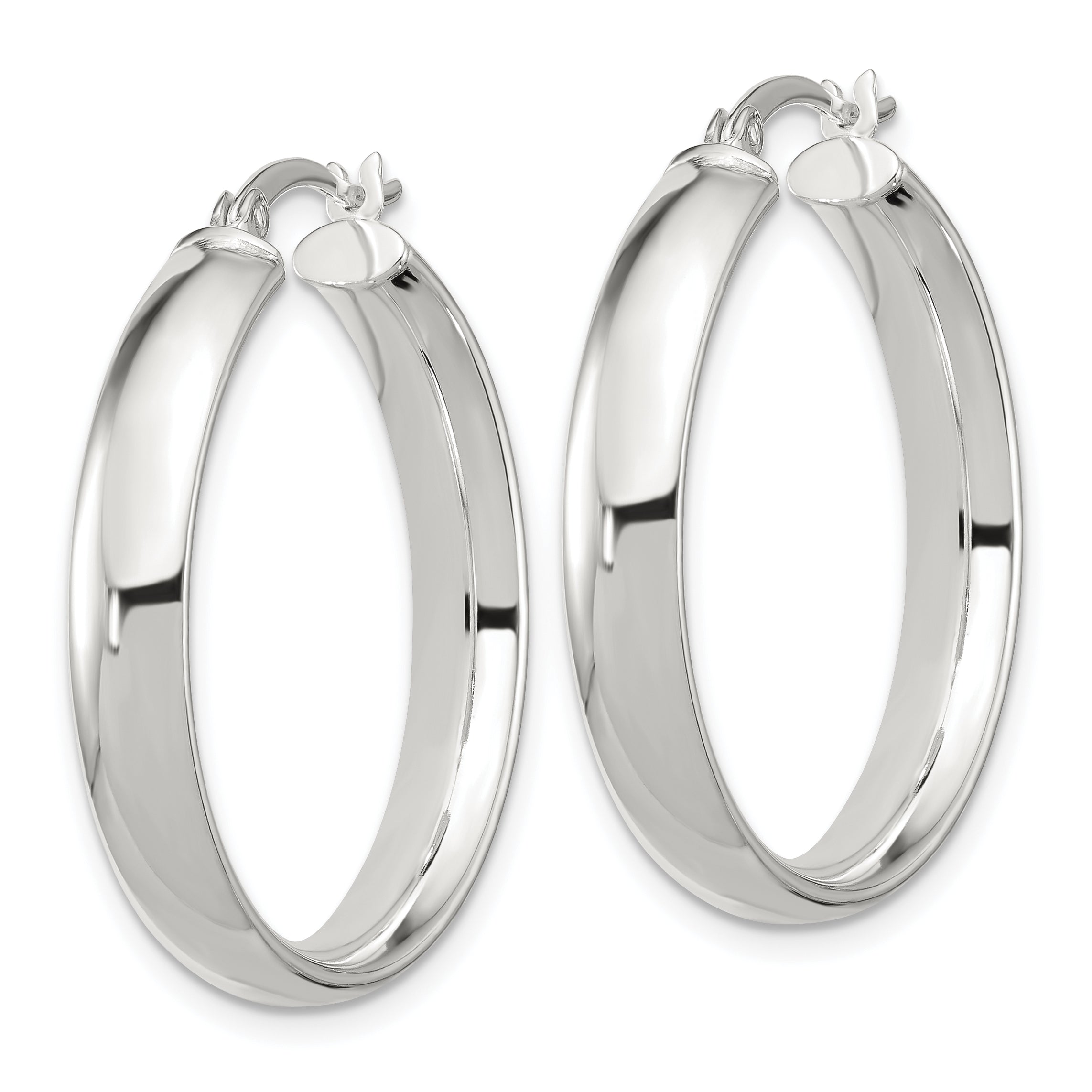 Sterling Silver 5x30mm Hoop Earrings Secondary image