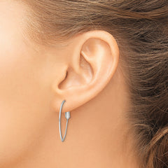 Sterling Silver Rhodium-plated 1.5mm Oval Omega Back Hoop Earrings