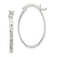 Sterling Silver Rhod-plated Polished/Textured 2mm Oval Hoop Earrings