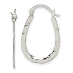 Sterling Silver Polished & Hammered Oval Hoop Earrings