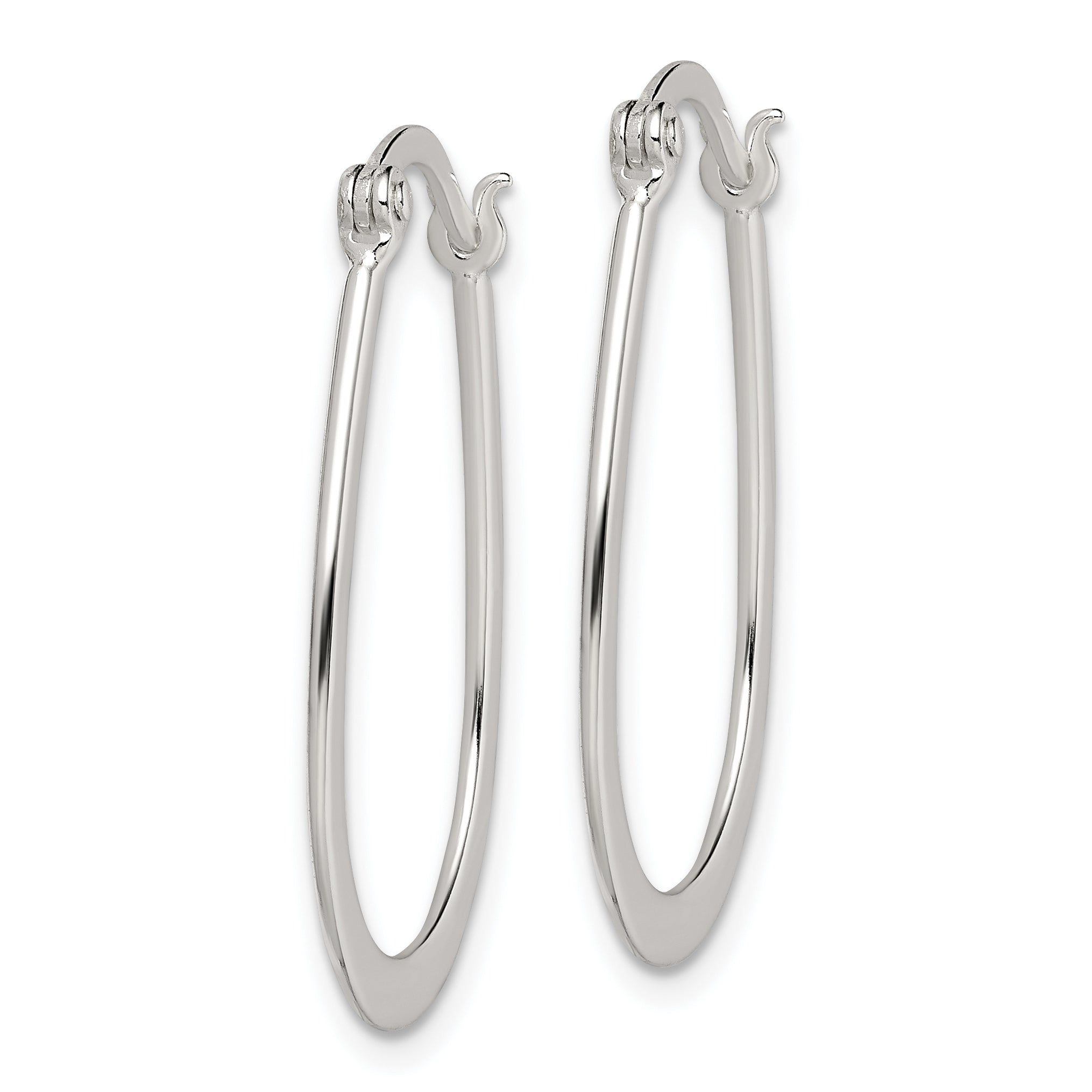 Sterling Silver Polished Oval Hoop Earrings Secondary image