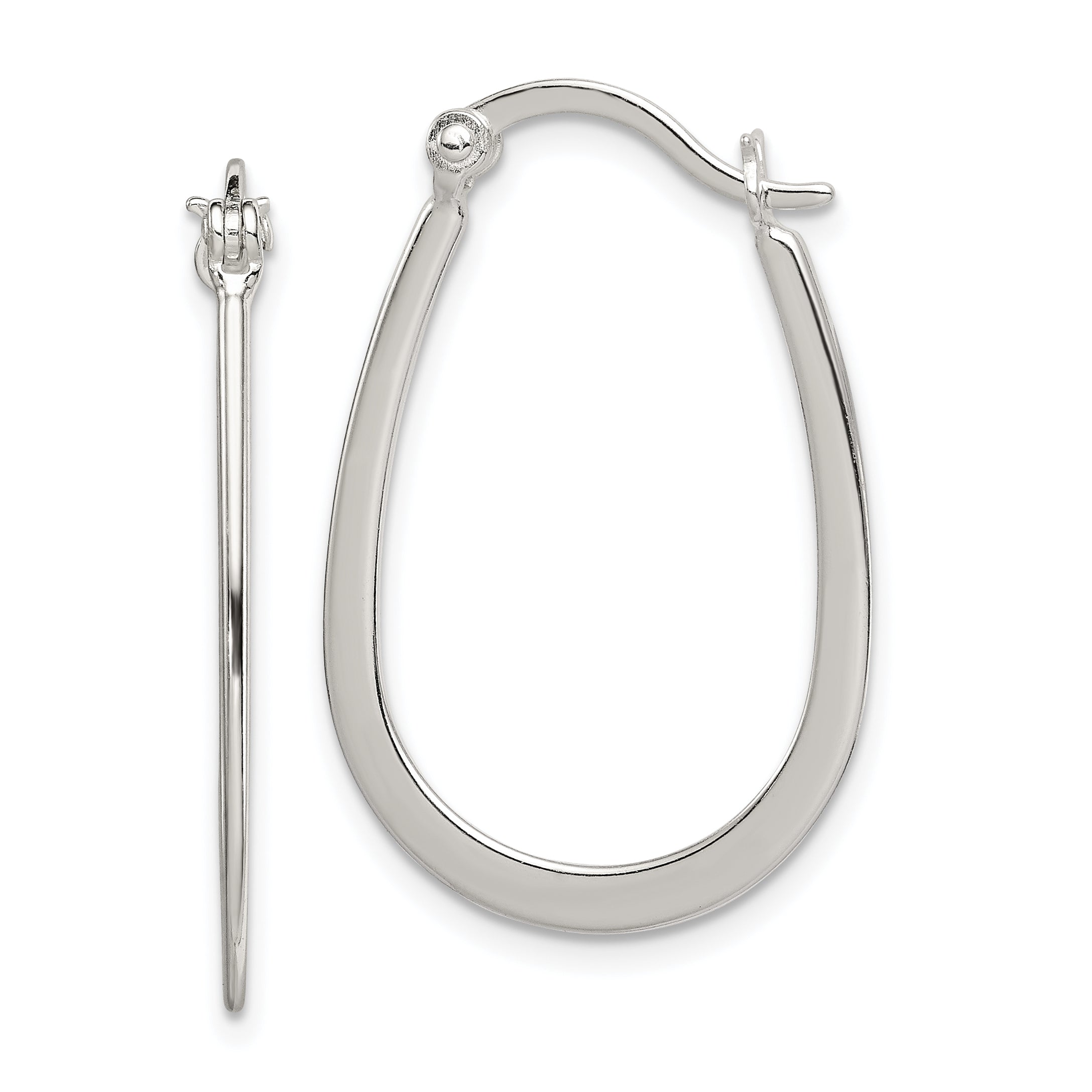Sterling Silver Polished Oval Hoop Earrings Main image
