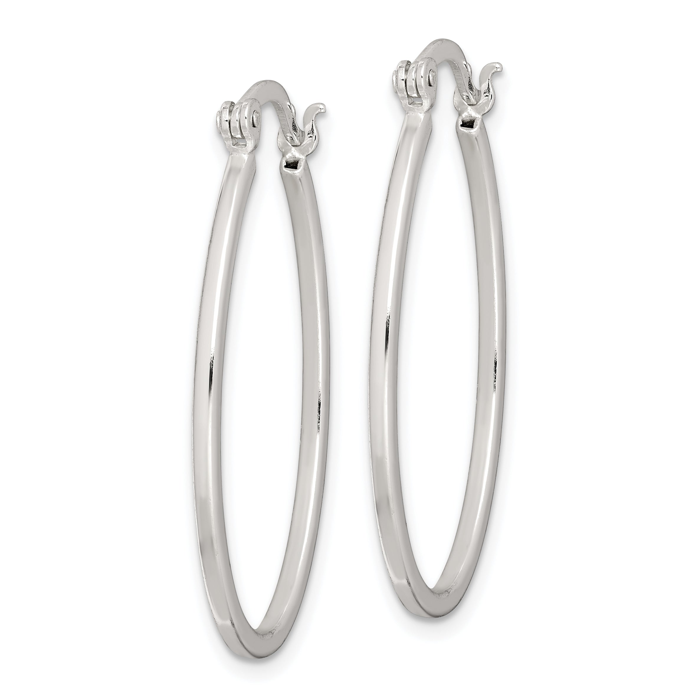 Sterling Silver Polished 1.5mm Square Tube Oval Hoop Earrings Secondary image