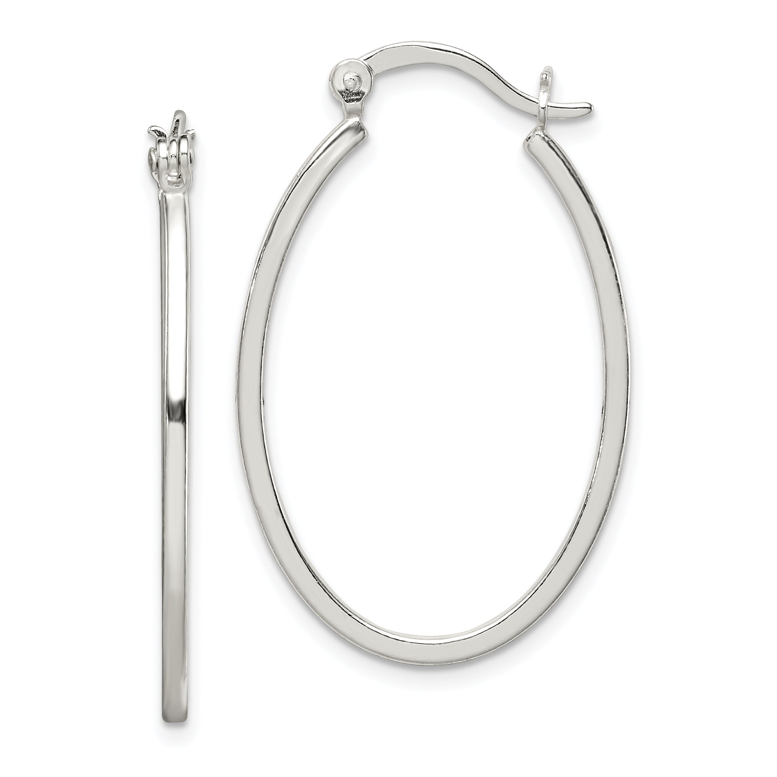 Sterling Silver Polished 1.5mm Square Tube Oval Hoop Earrings Main image