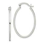Sterling Silver Polished 1.5mm Square Tube Oval Hoop Earrings