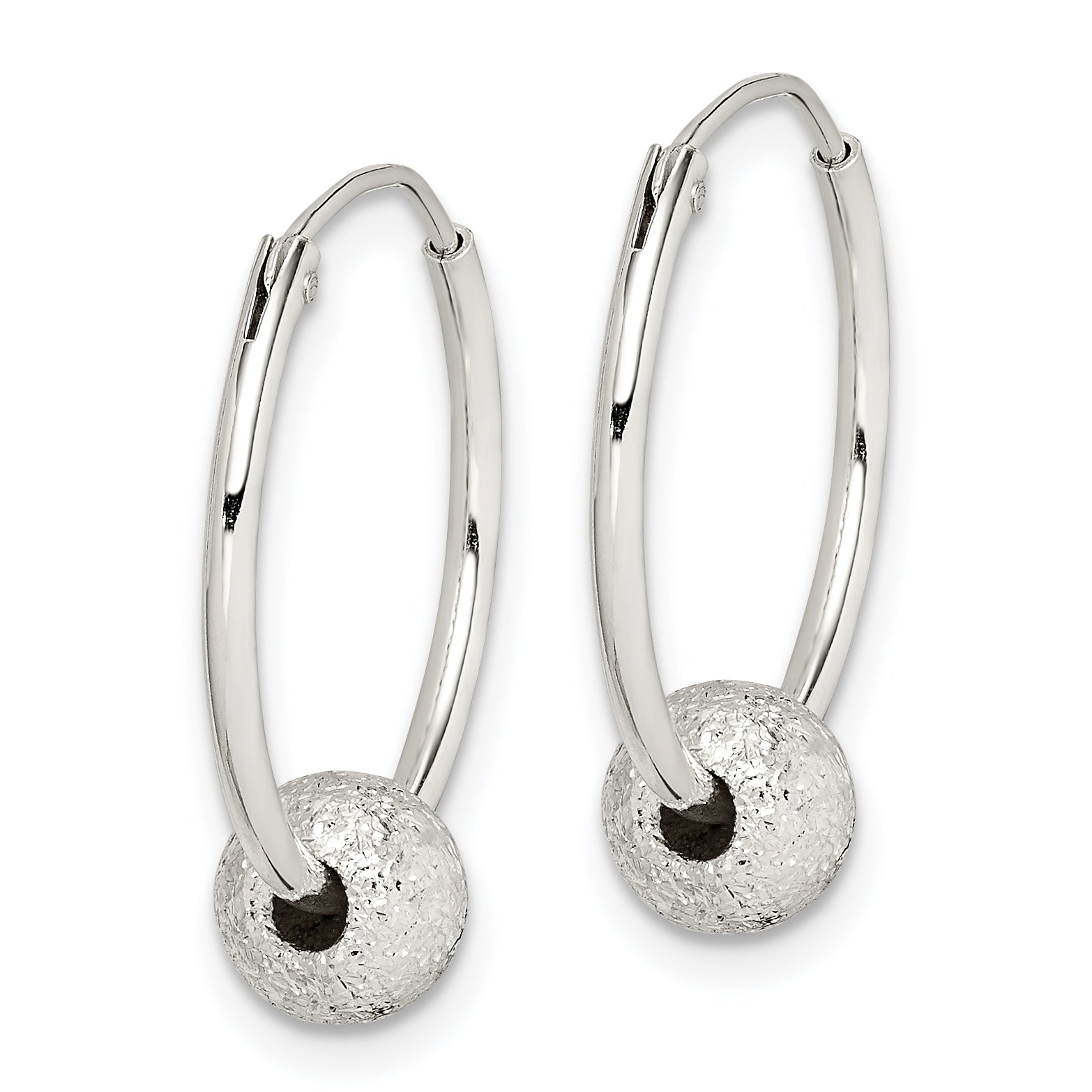 Sterling Silver Laser Bead Endless Hoop Earrings Secondary image
