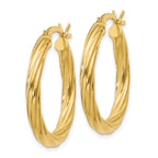 Sterling Silver Gold Flash Plated Twisted 3.5x25mm Hoop Earrings