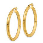 Sterling Silver Gold Flash Plated 3x35mm Grooved Hoop Earrings