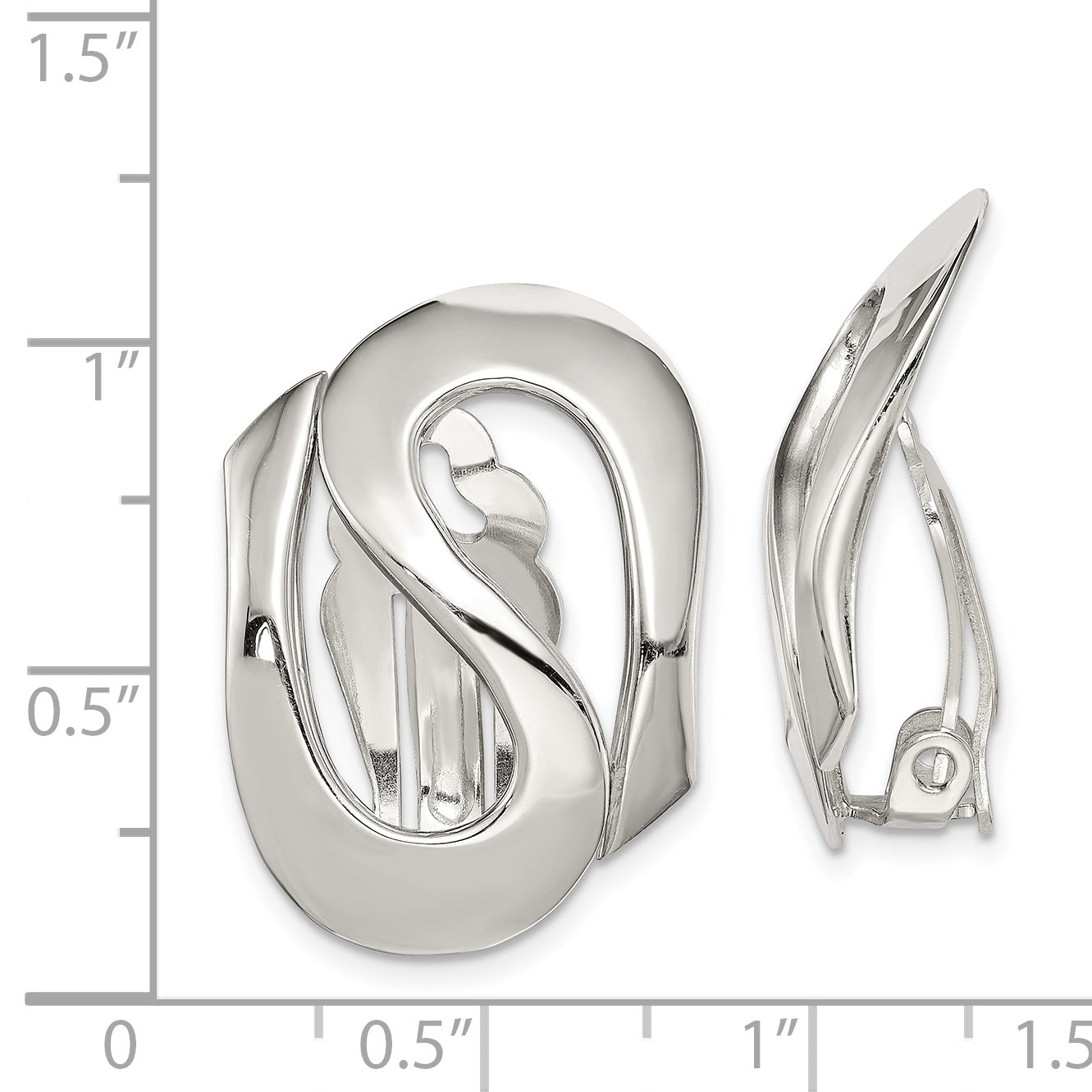 Sterling Silver Polished Fancy S Design Non-Pierced Earrings Secondary image