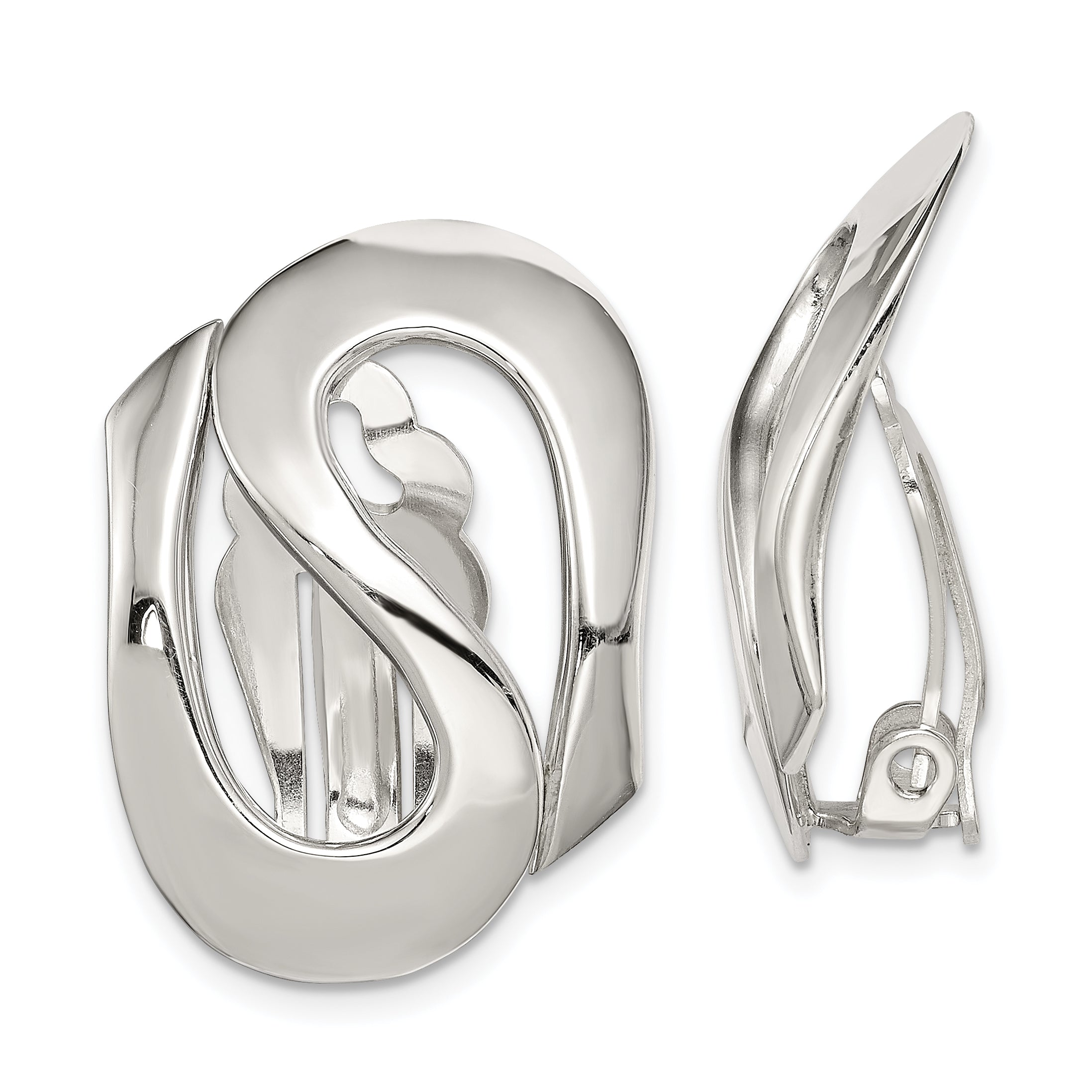 Sterling Silver Polished Fancy S Design Non-Pierced Earrings Main image
