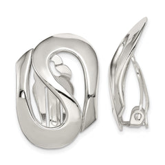 Sterling Silver Polished Fancy S Design Non-Pierced Earrings