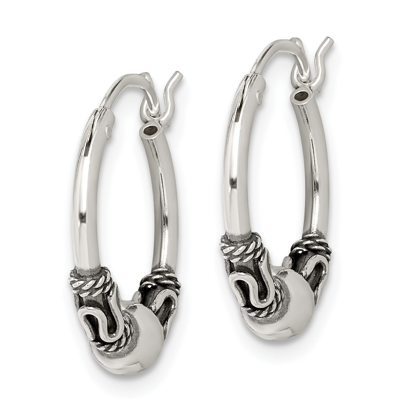Sterling Silver Antiqued Hoop Earrings Secondary image