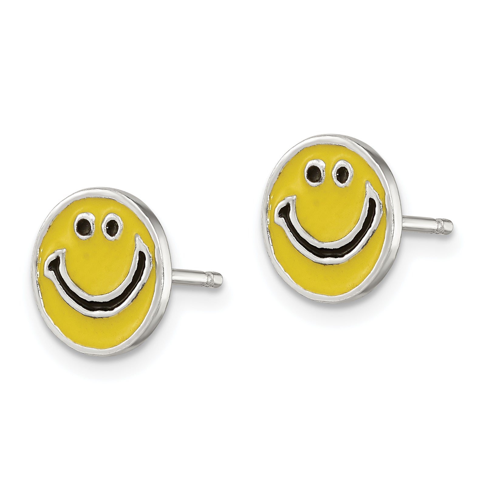 Sterling Silver Enameled Happy Face Post Earrings Secondary image