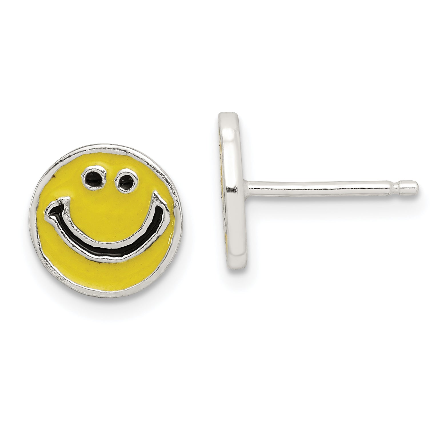 Sterling Silver Enameled Happy Face Post Earrings Main image