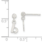 Sterling Silver Polished B Dangle Post Earrings