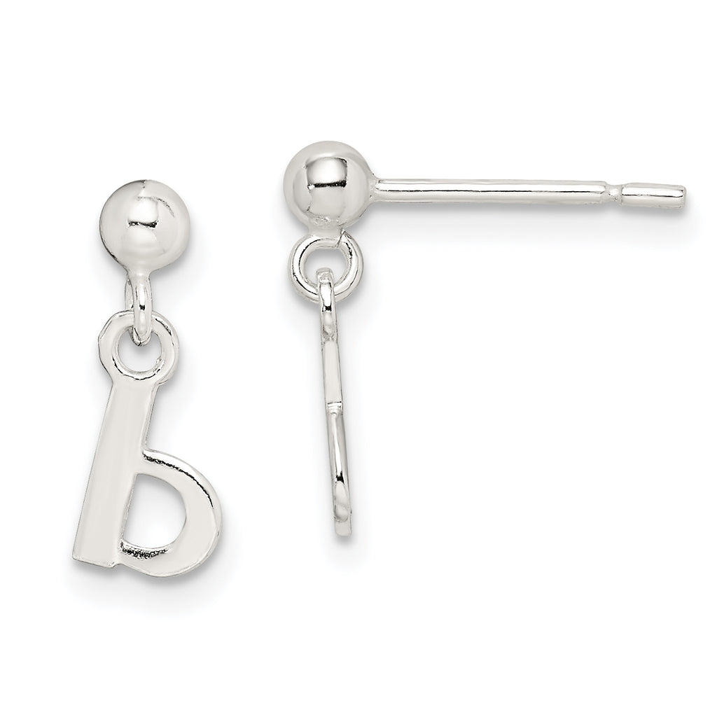 Sterling Silver Polished B Dangle Post Earrings