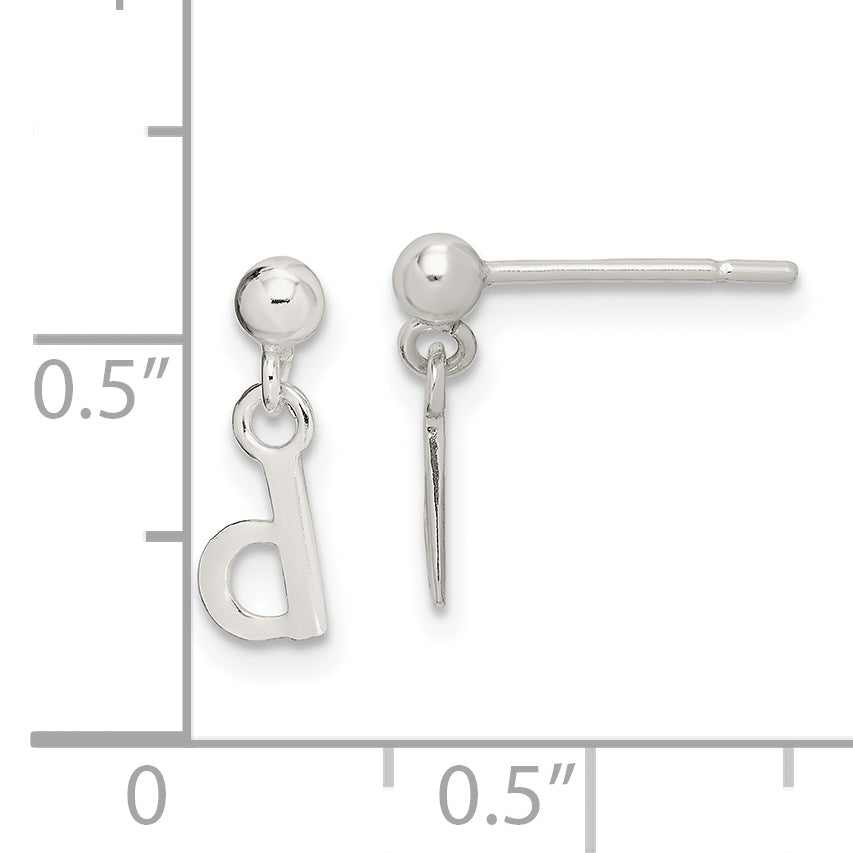 Sterling Silver Polished D Dangle Post Earrings