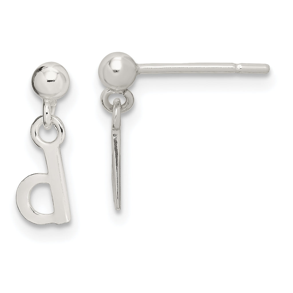 Sterling Silver Polished D Dangle Post Earrings