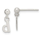 Sterling Silver Polished D Dangle Post Earrings