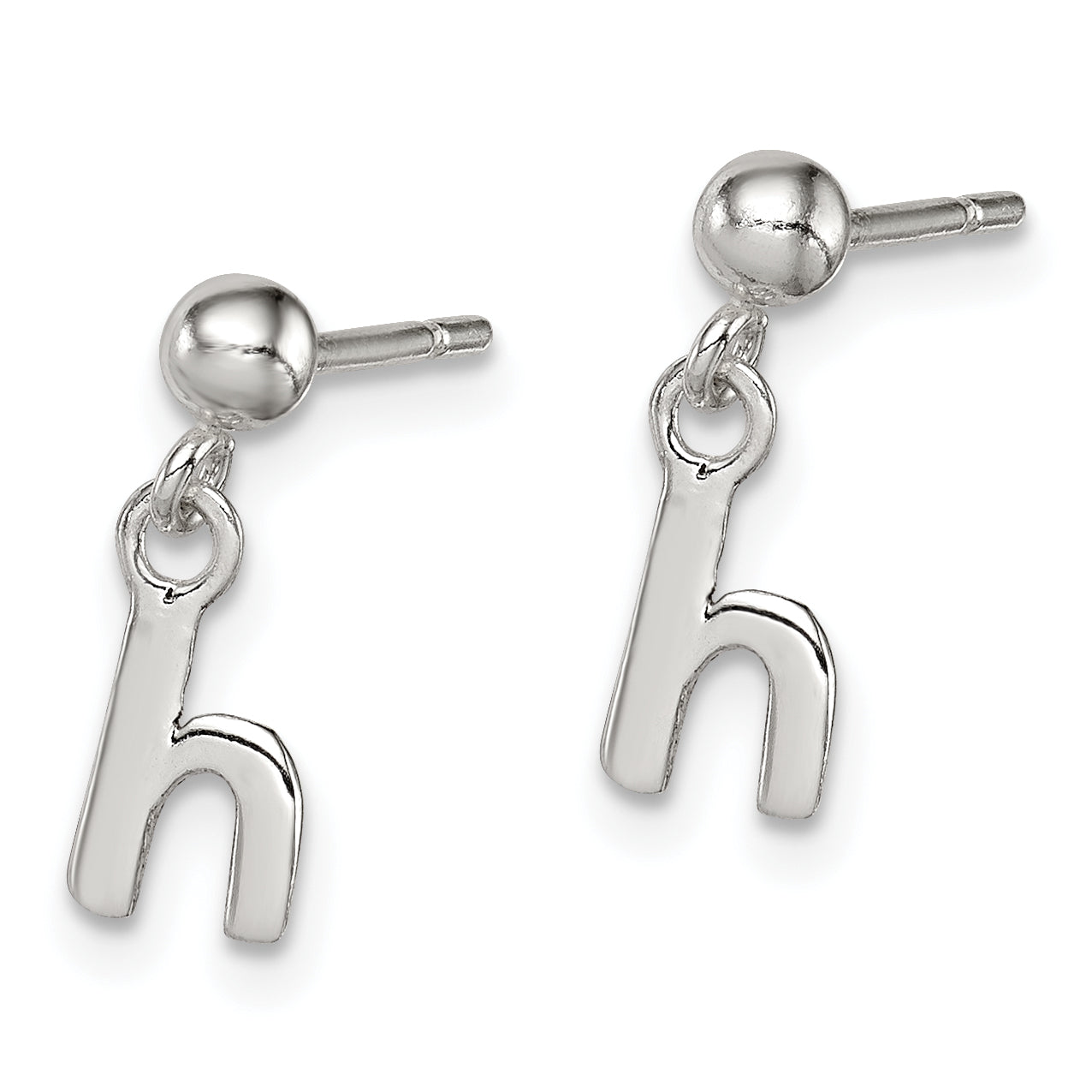 Sterling Silver Polished H Dangle Post Earrings Secondary image