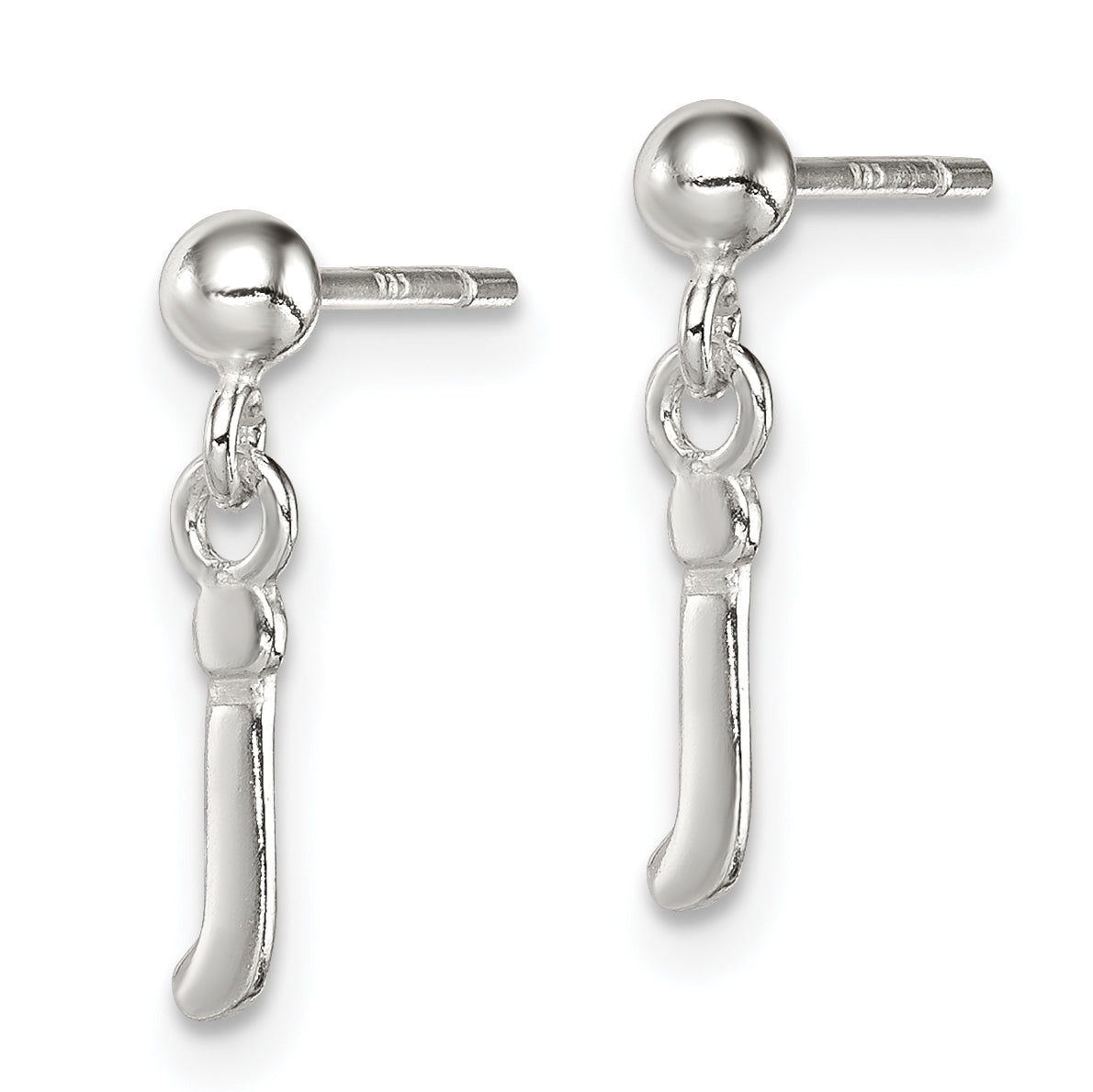 Sterling Silver Polished J Dangle Post Earrings Secondary image
