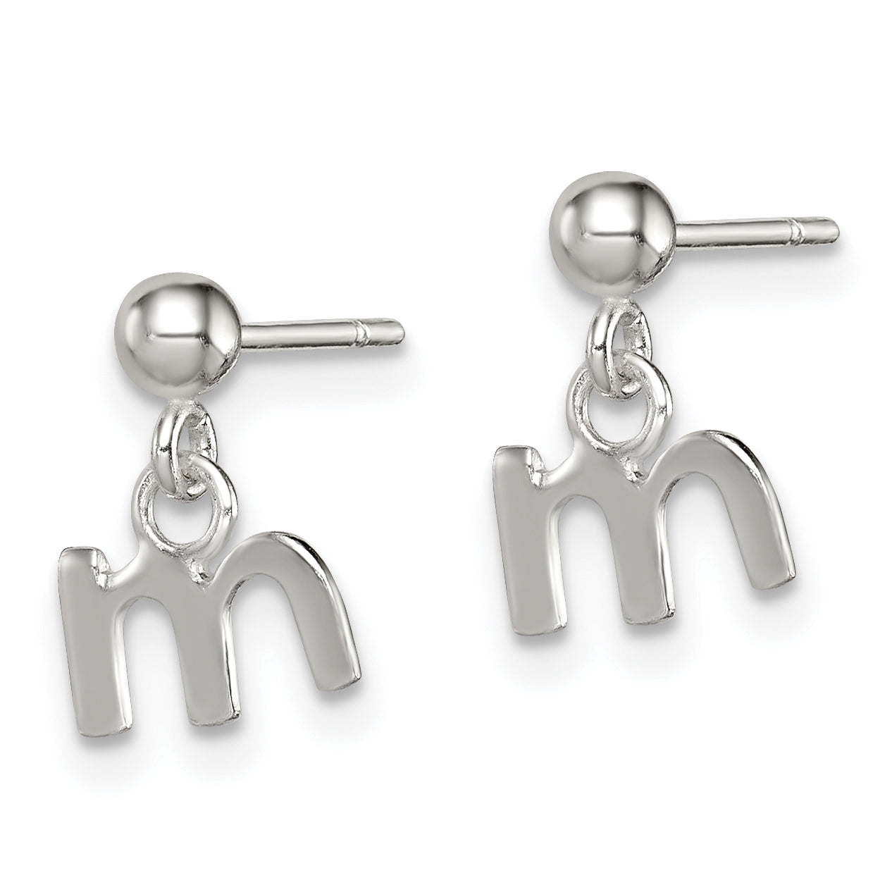Sterling Silver Polished M Dangle Post Earrings Secondary image