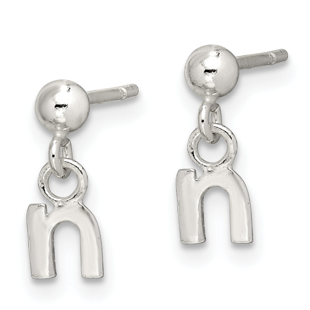 Sterling Silver Polished N Dangle Post Earrings