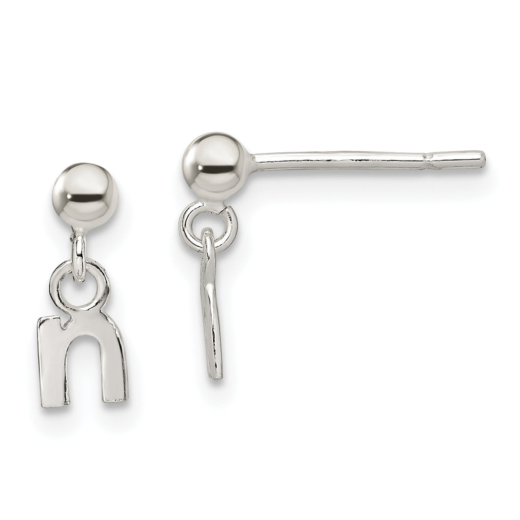 Sterling Silver Polished N Dangle Post Earrings