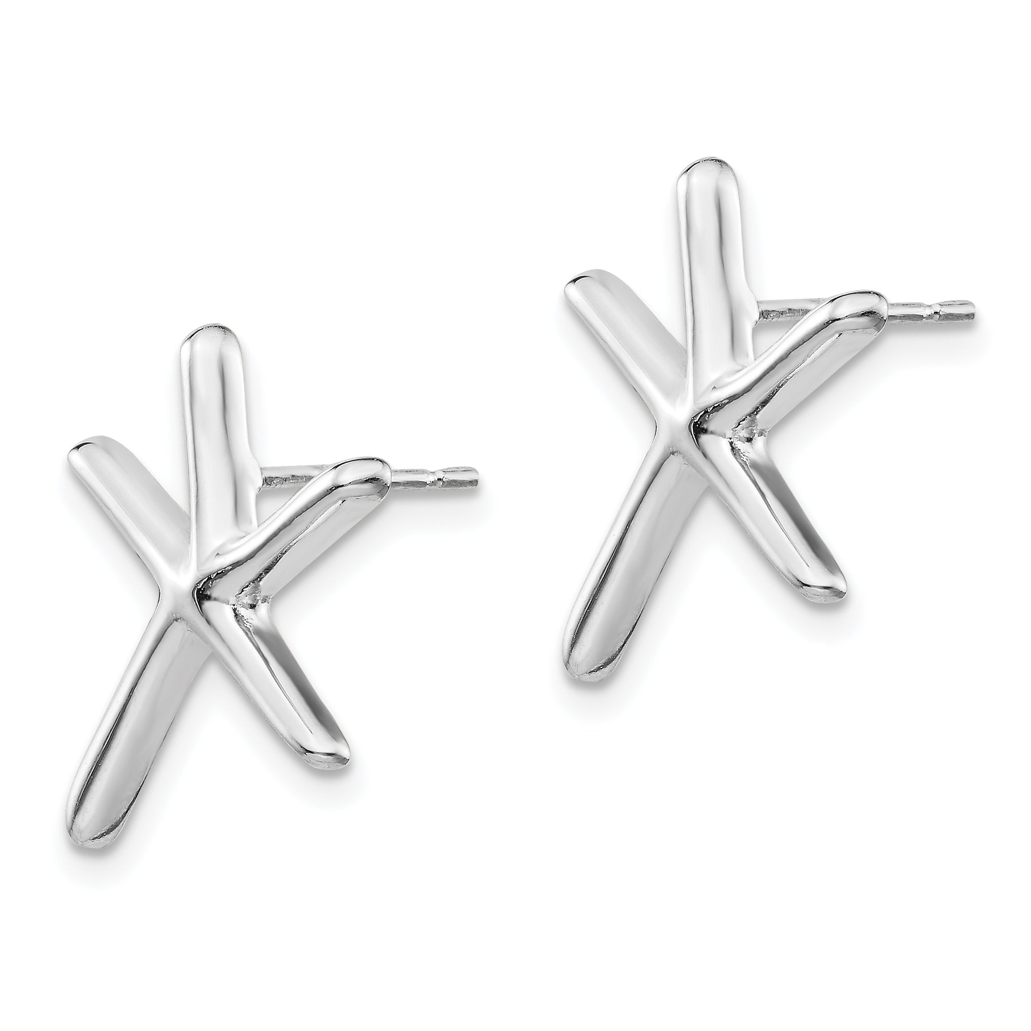 Sterling Silver Rhodium-plated Starfish Post Earrings Secondary image