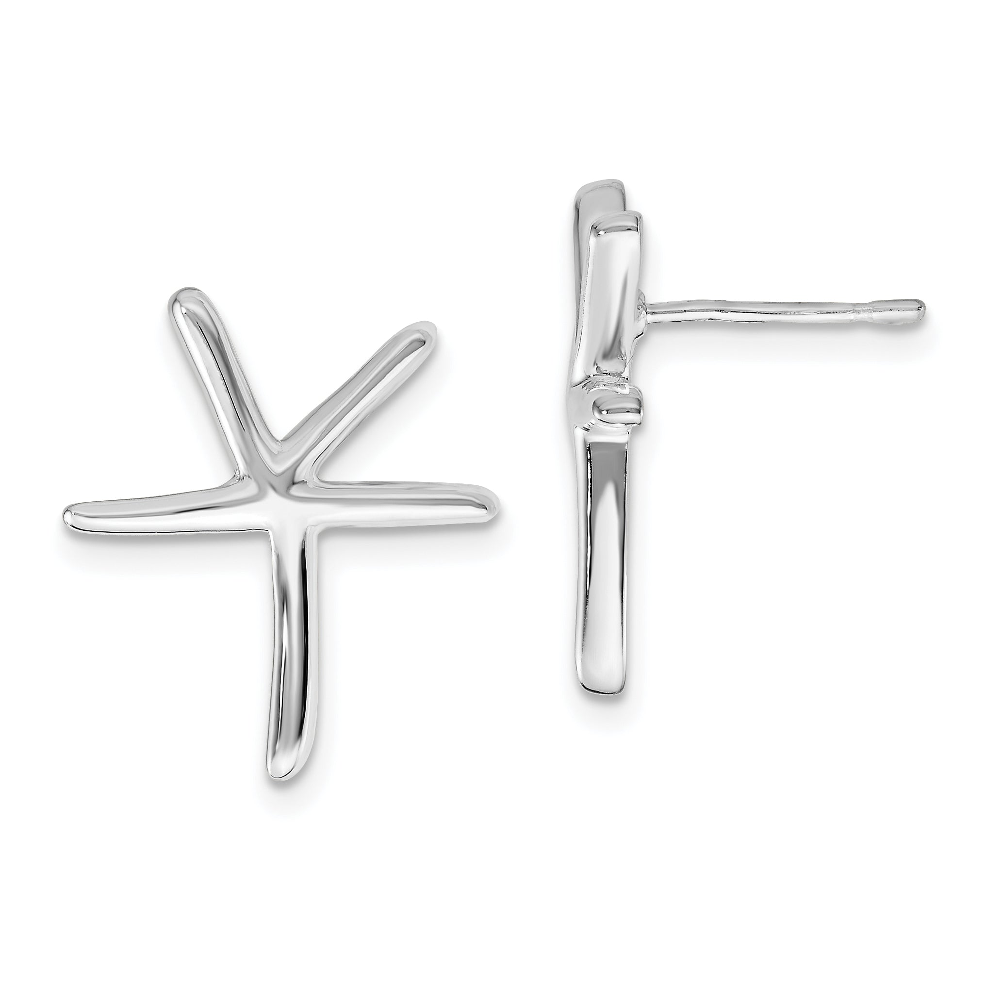 Sterling Silver Rhodium-plated Starfish Post Earrings Main image