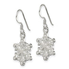 Sterling Silver Polished / Satin CZ Snowflake Dangle Earrings