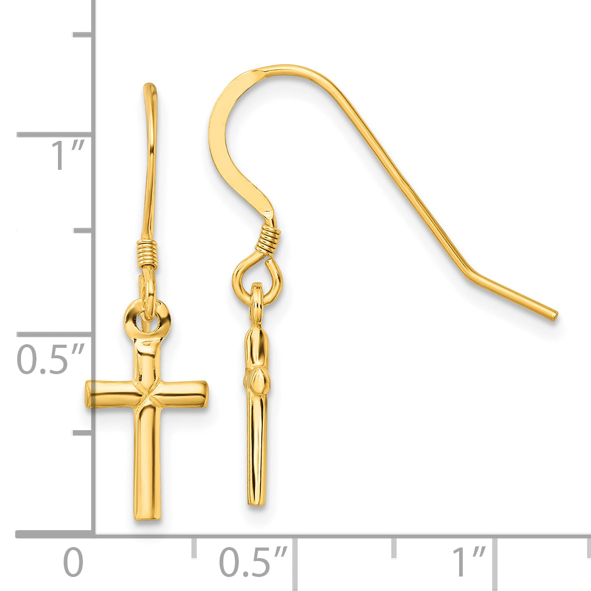 Sterling Silver Gold-tone Polished 'X' Cross Dangle Earrings