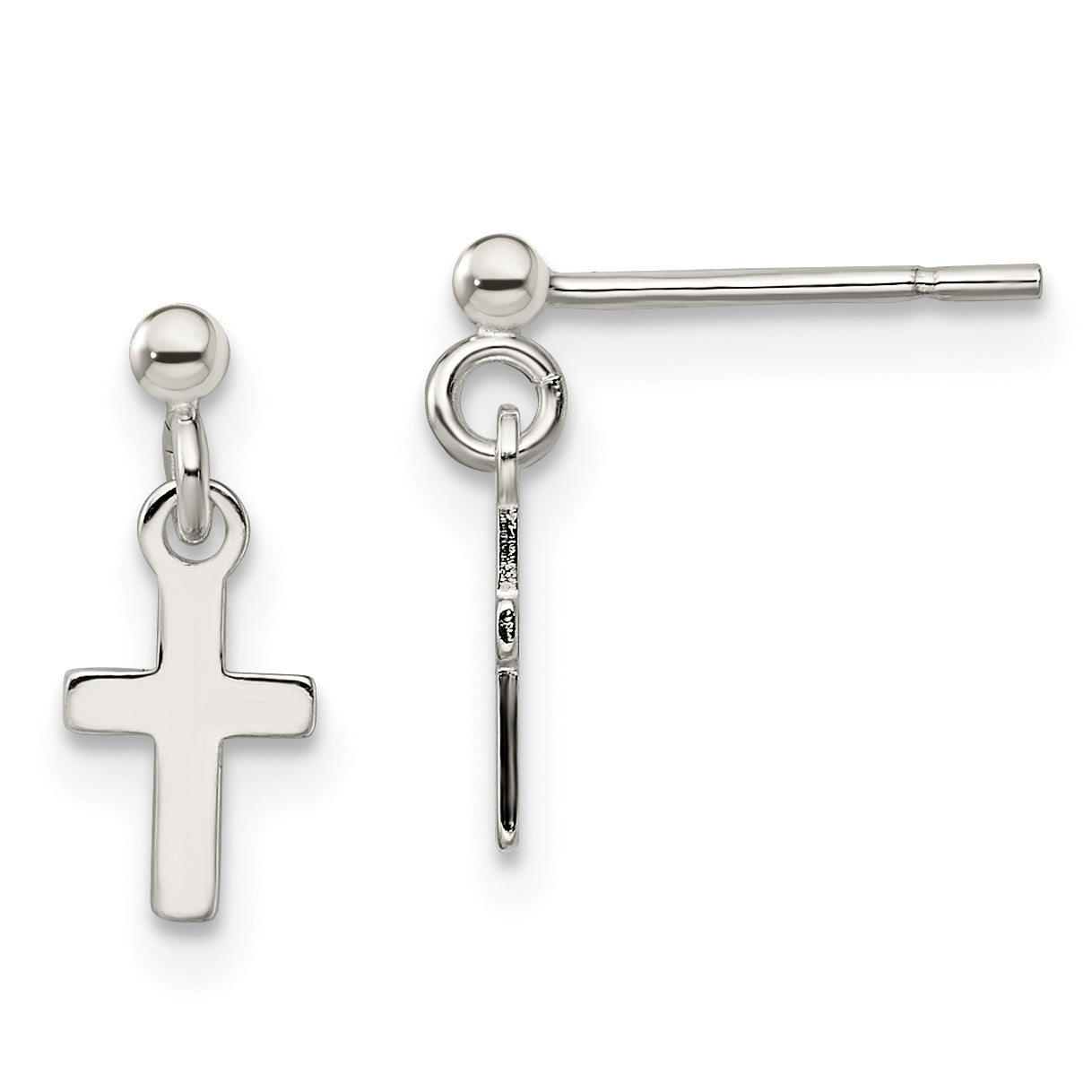 Sterling Silver Polished Latin Cross Post Dangle Earrings Main image