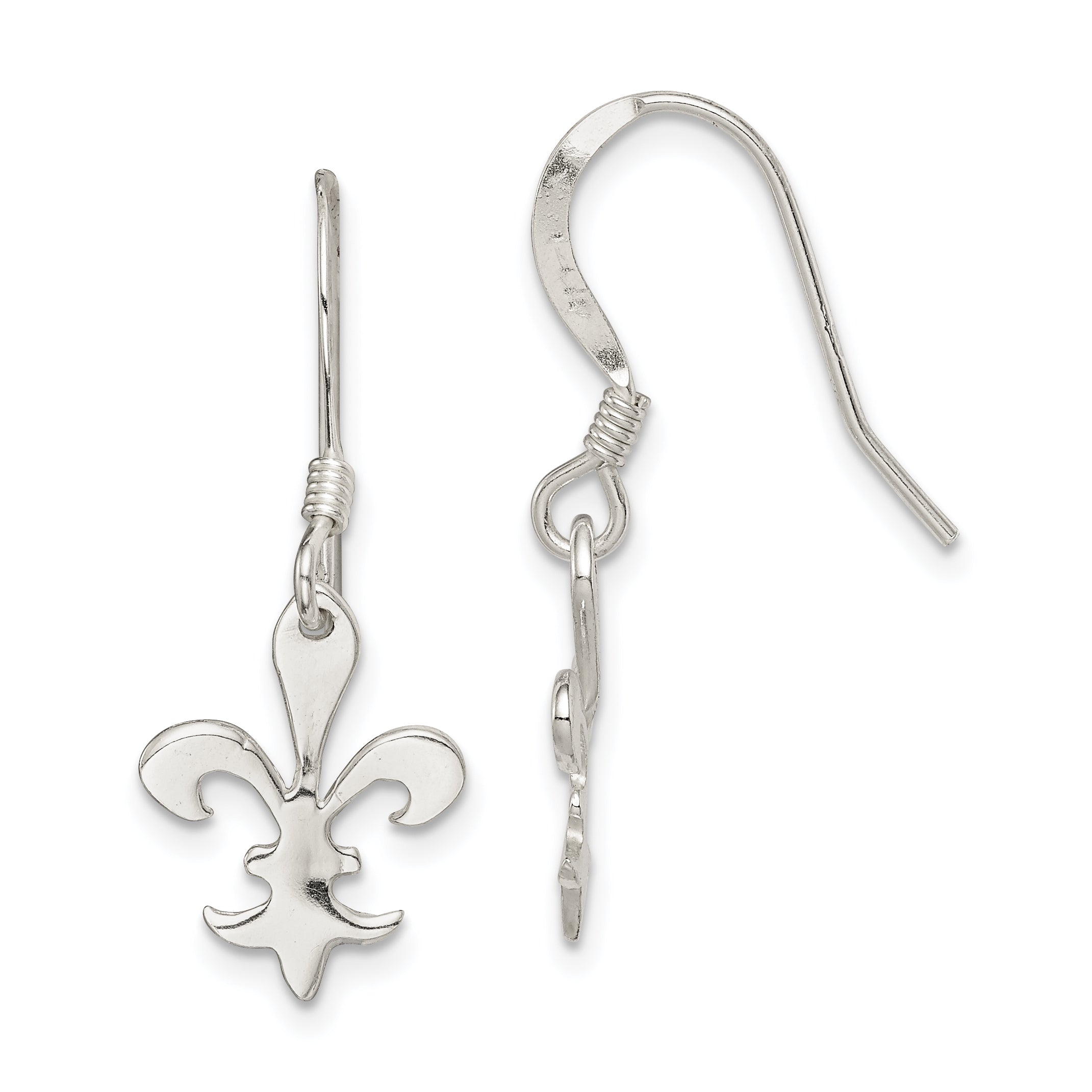 Sterling Silver Polished Fleur de Lis Dangle Earrings Main image