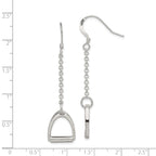 Sterling Silver Polished Horse Stirrup Dangle Earrings
