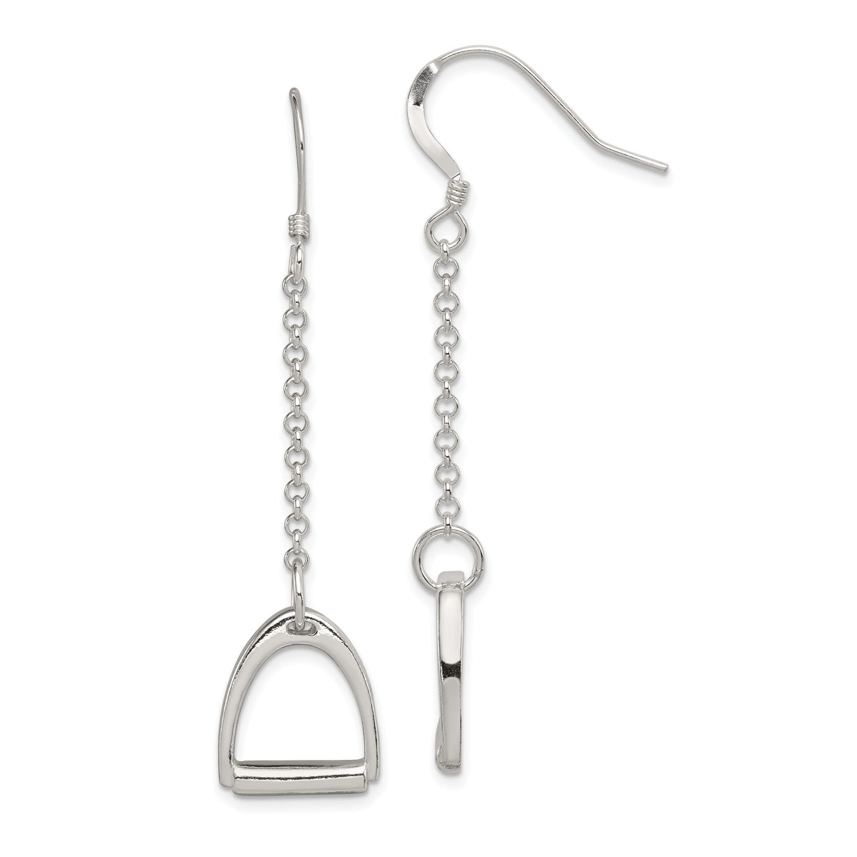 Horse Stirrup Dangle Earrings in Sterling Silver - Sophia Jewelers Main image